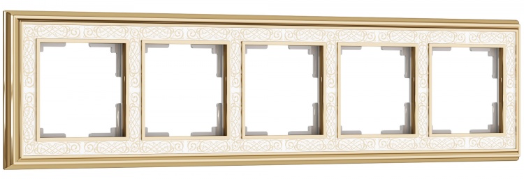 Рамка на 5 постов WL77-Frame-05 Palacio Gracia (золото/белый) - купить в Красноярске