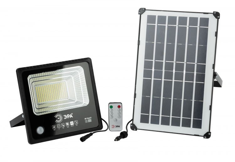 Прожектор светодиодный уличный на солнечной батарее 100W, 1200 lm, 5000K, с датч. движения, ПДУ, IP65 с гарантией 1 год