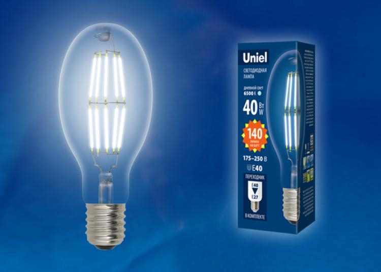 Лампа мощная светодиодная LED-ED90-40W E40 GLP05TR прозрачная с гарантией 3 года
