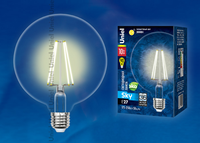 Лампа светодиодная LED-G125-10W/E27/CL PLS02WH картон с гарантией 3 года