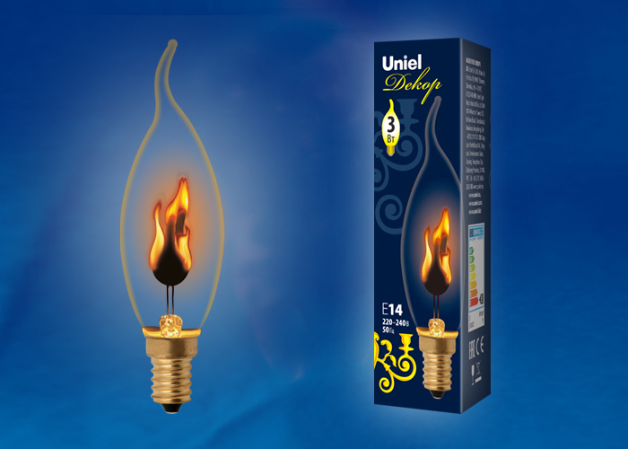 Декоративная лампа-пламя IL-N-CW35-3/RED-FLAME/E14/CL с гарантией 