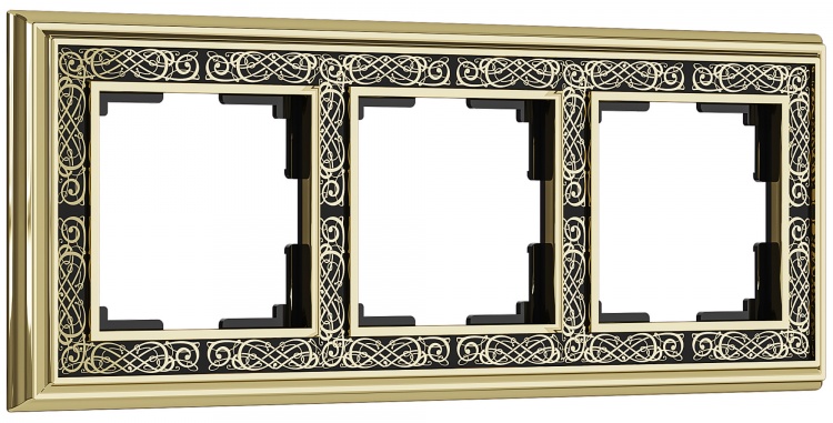 Рамка на 3 поста WL77-Frame-03 Palacio Gracia (золото/черный) - купить в Красноярске