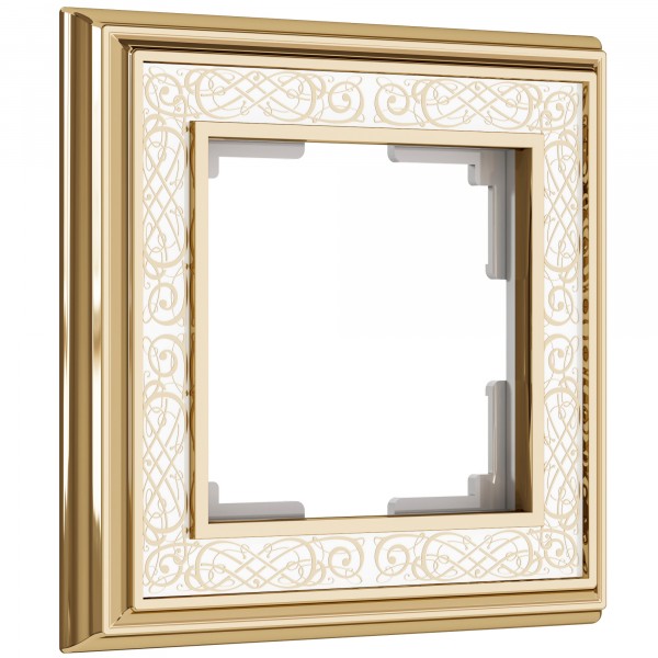 Рамка на 1 пост WL77-Frame-01 Palacio Gracia (золото/белый) - купить в Красноярске