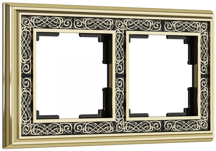 Рамка на 2 поста WL77-Frame-02 Palacio Gracia (золото/черный) - купить в Красноярске